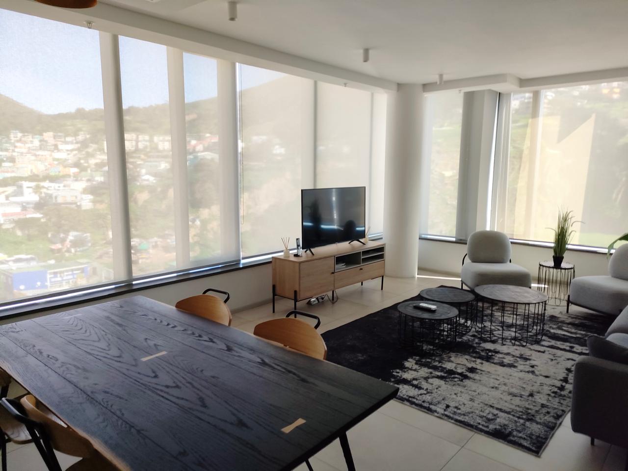 Sheer roller blinds mountain view apartment